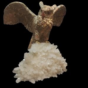 Hand carved owl made from gemstones
